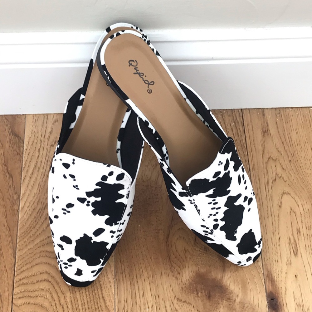 Cow Print Faux Suede Mule - Picture 2 of 15